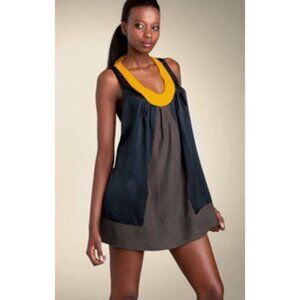 Tufi Duek Brazilian Silk Dress Women Dress Size 40 Navy Blue Satin Backless